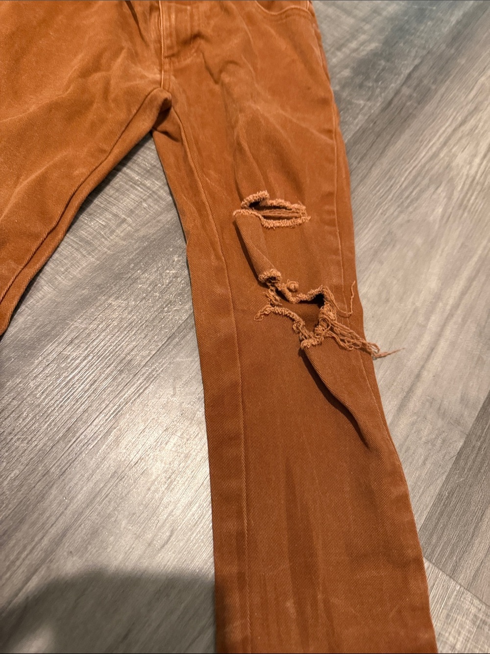 Kids Ripped Rust Brown Jeans - Picture 6 of 6